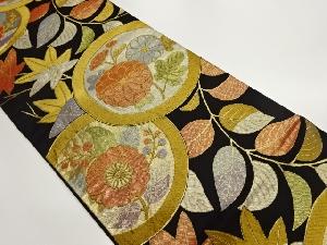 丸文に花々模様織出し袋帯